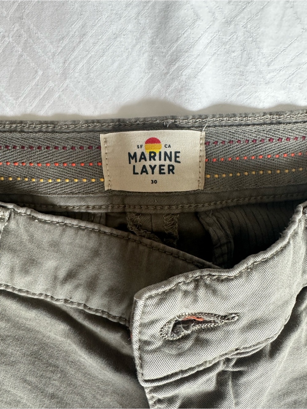 Marine Layer Men's Flat Front Shorts in Olive Gray